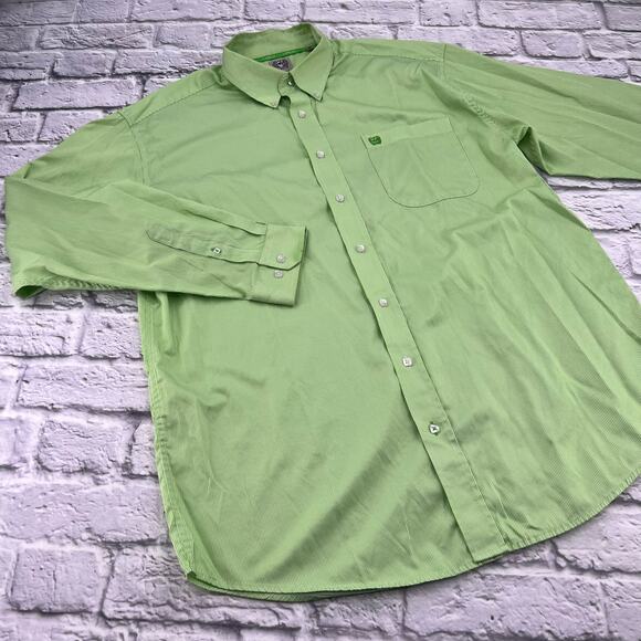 NOT FOR SALE       CINCH Men's Long Sleeve Button Down Shirt Large Green - Picture 1 of 9